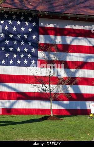 A huge American Flag, Lexington, Massachusetts, New England, USA Stock Photo