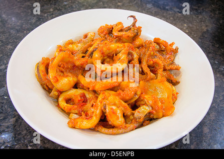 Nyonya Peranakan Sambal Chili Calamari Dish Stock Photo