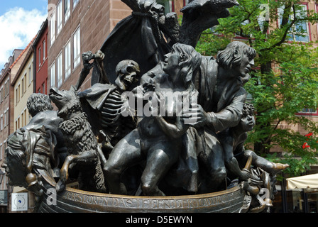 Ship of Fools sculpture (Das Narrenschiff), Nuremberg, Bavaria, Germany, Western Europe. Stock Photo