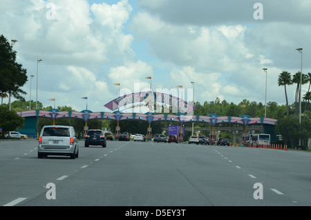 Driving through the entrance to Magic Kingdom at Walt Disney World, Orlando, Florida Stock Photo
