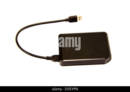 External hard drive with usb port isolated on white background Stock Photo