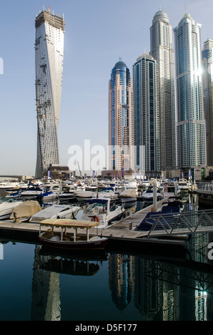 Infinity tower and Marriott hotel Dubai Marina United Arab Emirates Stock Photo