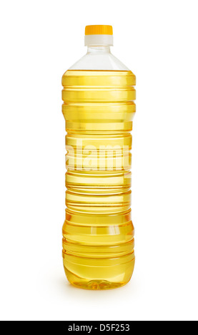 vegetable or sunflower oil in plastic bottle isolated with clipping path included Stock Photo