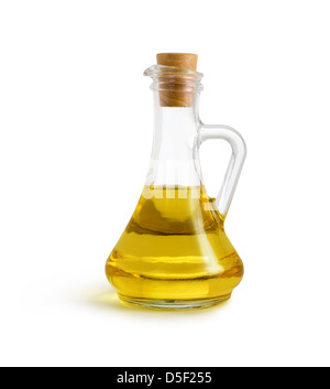 olive vegetable oil in glass pitcher isolated on white with clipping path included Stock Photo