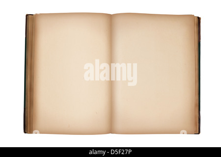 open old vintage book with blank pages isolated on white