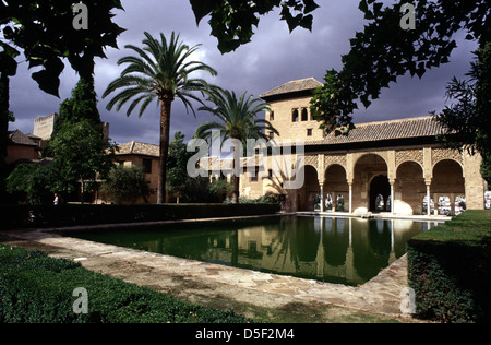 Pool in Palacio del Partal in Alhambra palace and fortress complex located in the city of Granada in Andalusia autonomous community in southern Spain Stock Photo