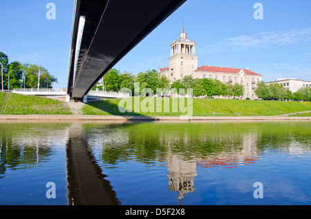 new bridge and old house in Vilnius, capital Lithuania Stock Photo