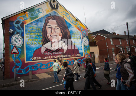 Bobby Sands mural on the Falls Road, Belfast, Northern Ireland. Stock Photo