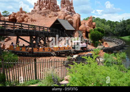 Big Thunder Mountain Railroad, in Frontierland, Magic Kingdom, Walt Disney World Resort, Orlando, Florida USA Stock Photo