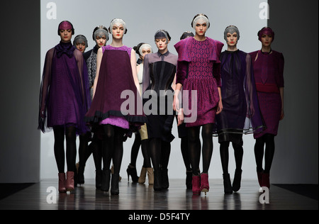 A model wears a design from the Bora Aksu collection during London Fashion Week. Stock Photo