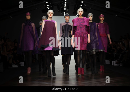 A model wears a design from the Bora Aksu collection during London Fashion Week. Stock Photo