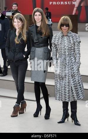 Anna Wintour arrives for the Burberry Prorsum fashion collection during London Fashion Week. Stock Photo