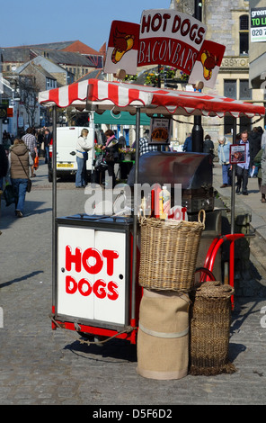 A mobile Hot Dog stand in Truro, Cornwall, UK Stock Photo