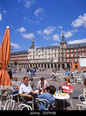Outdoor restaurant, Plaza Mayor de Madrid, Madrid, Centro, Madrid, Kingdom of Spain Stock Photo