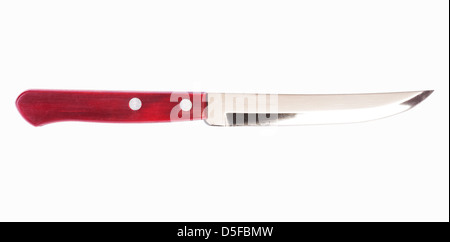 Table knife with a wooden handle on white isolated Stock Photo