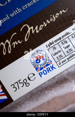 British Assured Food Standards label on a packet of fresh vegetables in ...