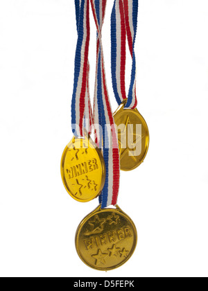 Gold medal winner pendant on a white background Stock Photo