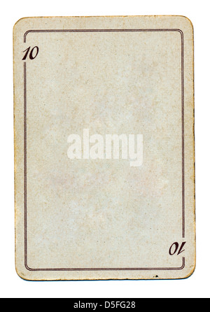 isolated on white empty old playing card paper with number ten Stock Photo