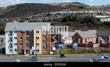 Bellway homes showhome site shared equity new housing development below Kenfig Hill in Swansea South Wales UK Stock Photo