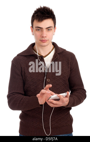 Young man with smartphone in hands Stock Photo
