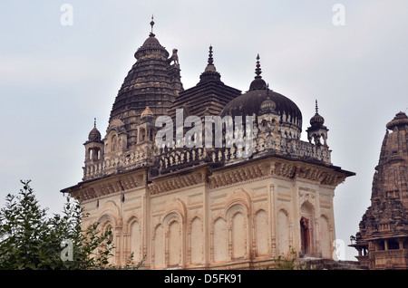 Parvati temple, Khajuraho. This temple has a Hindu spire, a Jain cupola, a Buddhist Stupa and a Muslim style Dome, Stock Photo