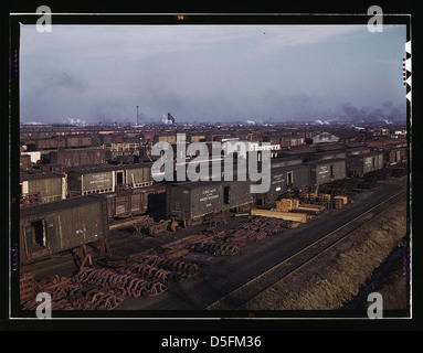 Freight cars being maneuvered in a Chicago and Northwestern railroad yard, Chicago, Ill. (LOC) Stock Photo