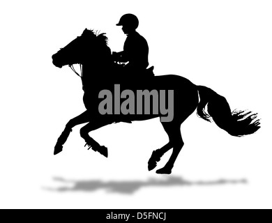 Rider's silhouette on white background Stock Photo