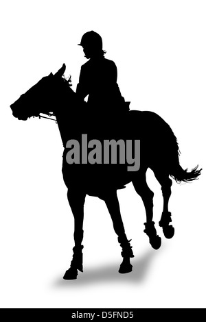 Rider's silhouette on white background Stock Photo