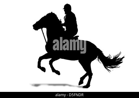 Rider's silhouette on white background Stock Photo