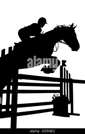 Rider's silhouette on white background Stock Photo