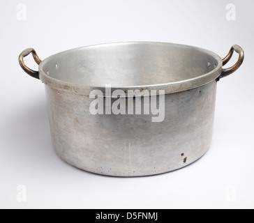 Large metal saucepan isolated on white background Stock Photo
