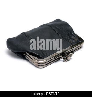 Old leather purse isolated on white background Stock Photo