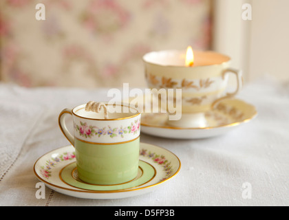 Tea cup candle making - step 3 Stock Photo