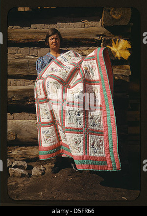 Mrs. Bill Stagg with state quilt, Pie Town, New Mexico (LOC) Stock Photo