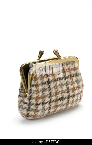 Open Change purse on white Stock Photo