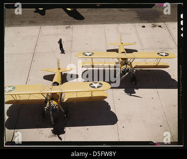 Navy N2S primary land planes at the Naval Air Base in Corpus Christi, Texas (LOC) Stock Photo