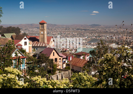 Madagascar, Antananarivo, elevated view looking down onto town from Haute Ville Stock Photo