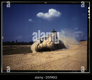 An M-3 tank in action, Ft. Knox, Ky. (LOC) Stock Photo