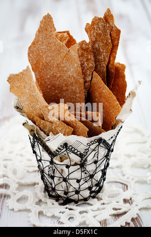 Thin and healthy rye crackers with selective focus Stock Photo