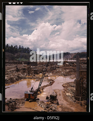 Early stages of construction work at the TVA's Douglas Dam, Tenn. (LOC) Stock Photo