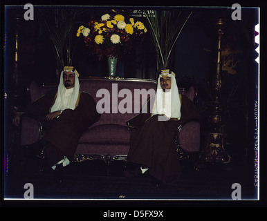 Amir Khalid [right] and Amir Faisal, sons of King Ibn Saud of Saudi Arabia. Their Royal Highnesses recently concluded an extensive visit in the United States as guests of the government. They have made a special study of irrigation projects in the United Stock Photo