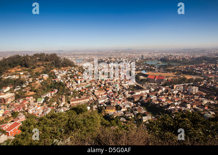 Madagascar, Antananarivo, elevated view looking down onto town from Haute Ville Stock Photo