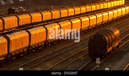 Freight train in railway siding at Thornaby near Middlesbrough, uk Stock Photo