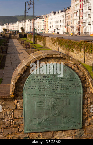 Isle of Man, Douglas, New Loch Promenade, Marine Gardens bronze plaque Stock Photo