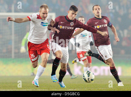 AC Sparta Praha defeat SK Slavia Prague in the Czech Soccer League match  played in Prague, Czech Republic on September 28, 2013. From left: Pavel  Kaderabek of Sparta, Martin Hurka of Slavia