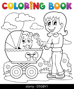 Coloring book baby theme image 2 - picture illustration. Stock Photo