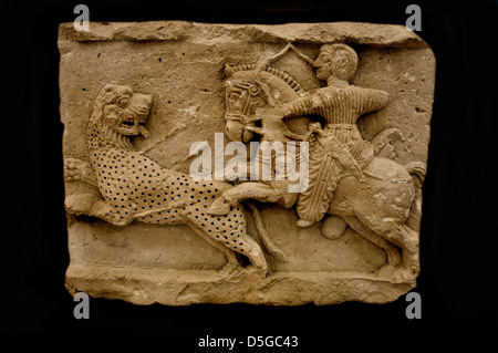 2 Cent Palmyra Syria Syrian Museum Hunter Lion Tiger Stock Photo