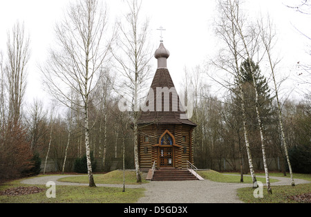 Dachau Concentration Camp. Nazi camp of prisoners opened in 1933. Russian Orthodox Church, 1995. Germany. Stock Photo