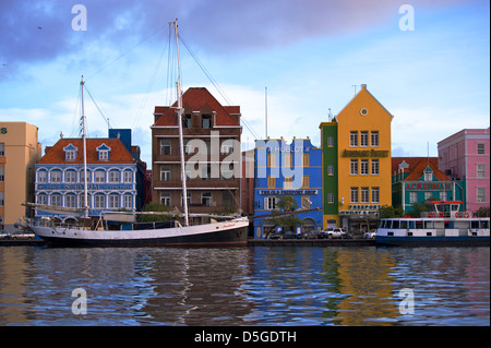 Willemstad, the small and pretty capital of Curacao, in the Netherland Antilles Stock Photo