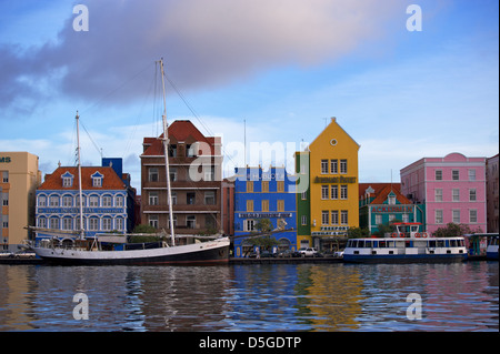 Willemstad, the small and pretty capital of Curacao, in the Netherland Antilles Stock Photo